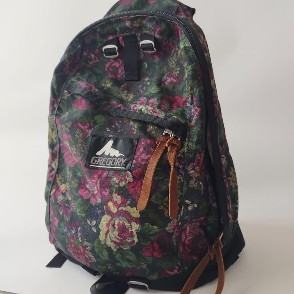Gregory Floral Print Backpack in Green, Pink, Brown